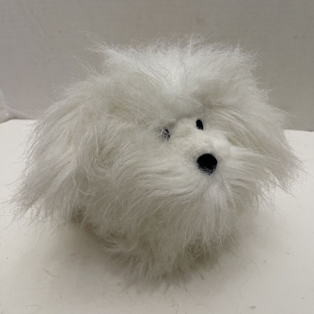 Hauck Bella Bear White Sheep Dog Plush White Long Hair 9” Germany Stuffed Animal